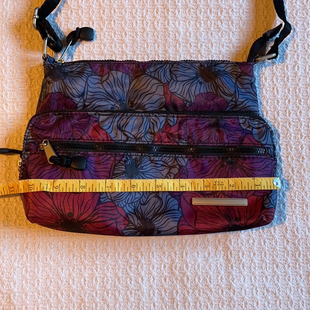 Crossbody Purse Vibrant Purple and Maroon Floral Pattern Adjustable Strap - Picture 9 of 11